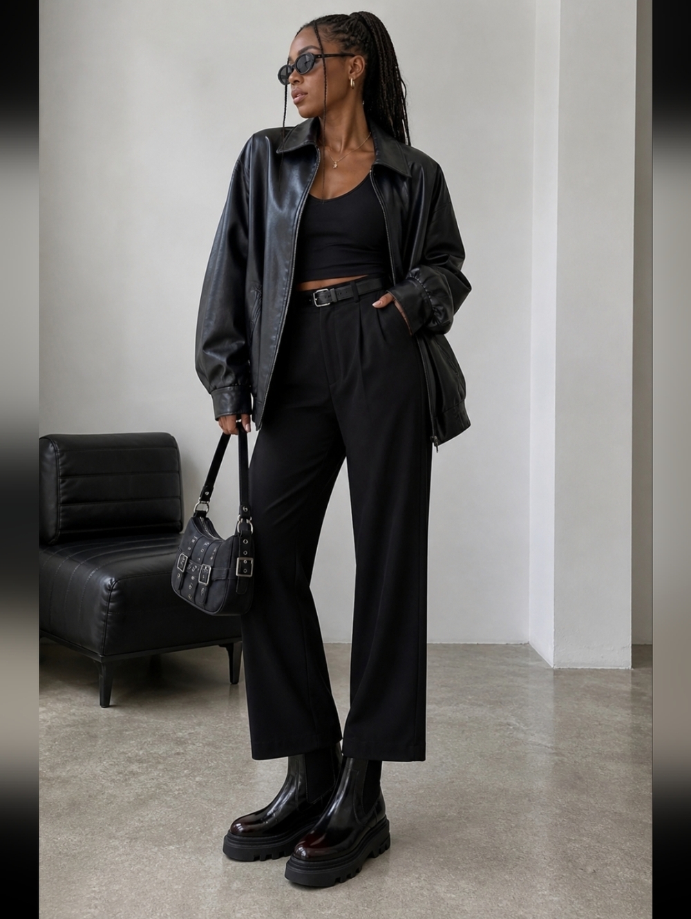 All Saints Glossy‎ Black Combat Boots